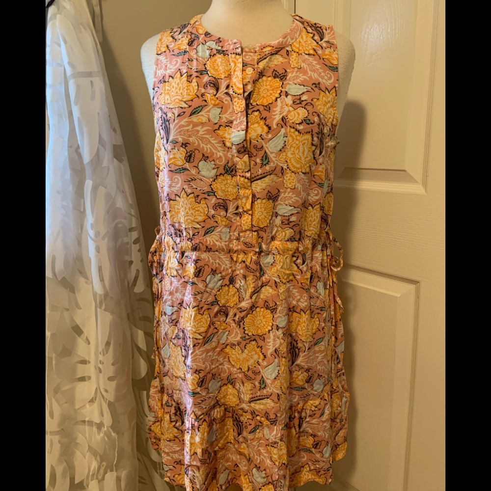 LOFT Floral Sleeveless Dress - Pink and Yellow